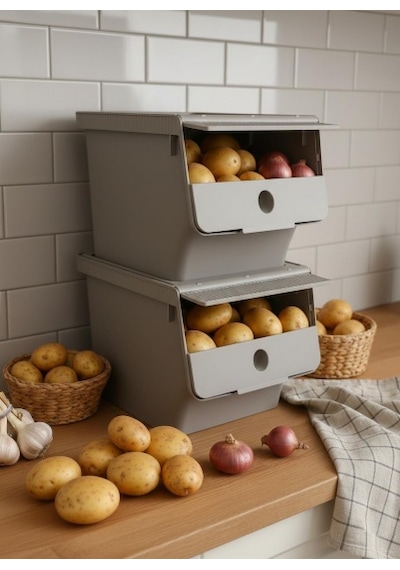 Vizon 2'li 13,5 Lt Modubox Kayar Kapaklı Saklama Kabı & Patates Soğan Kovası & Erzak Kutusu Diğer