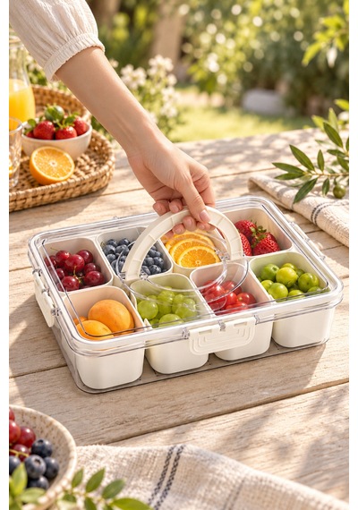 Emilahome Bölmeli Atıştırma Kabı Kahvaltılık Çok Amaçlı Organizer Gri - 878793679 Gri