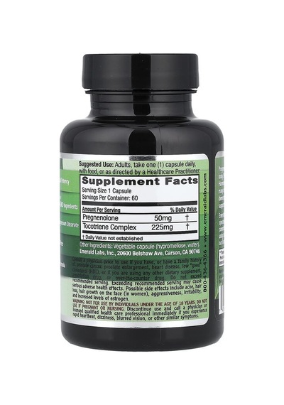 Emerald Laboratories, Pregnenolone, 60 Veg Capsules