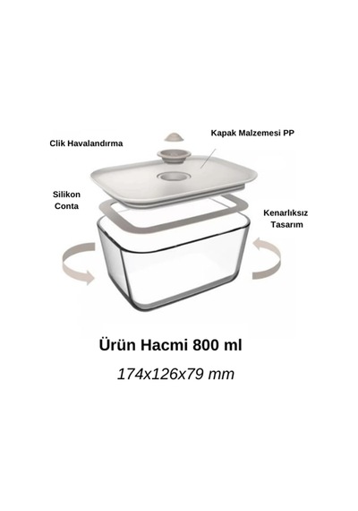 Neoflam Clik Bej Dikdörtgen Saklama Kabı 800 Ml Sku: Smg8690010223845