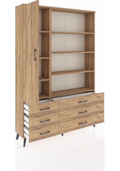 Arges Dolap 8 Raflı 6 Çekmeceli Tek Kapaklı 132x30x195 Çam-çam/çam Atlas Çam/atlas Çam Arges Dolap 8 Raflı 6 Çekmeceli Tek Kapaklı 132x30x195 Çam-çam/çam Atlas Çam/atlas Çam