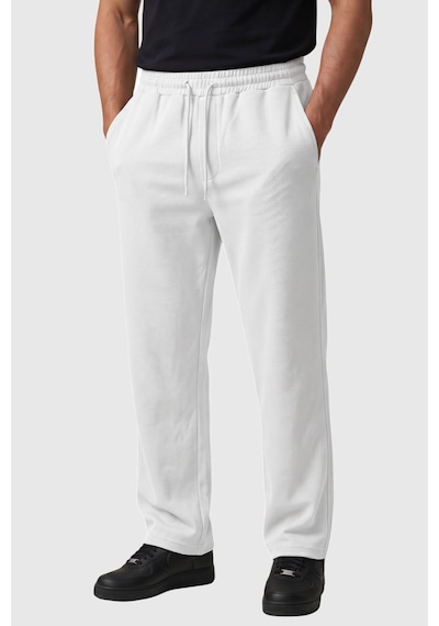 Rizzup Beyaz Baggy Style Likralı Lastikli İpli Erkek Spor Pantolon 2600262