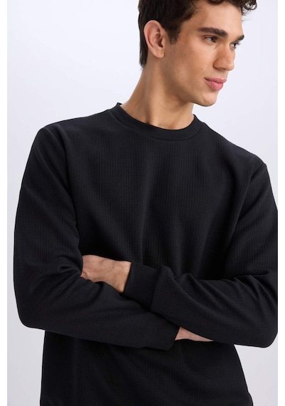 DeFacto Regular Fit Bisiklet Yaka Basic Düz Sweatshirt D7231AX25SPBK81