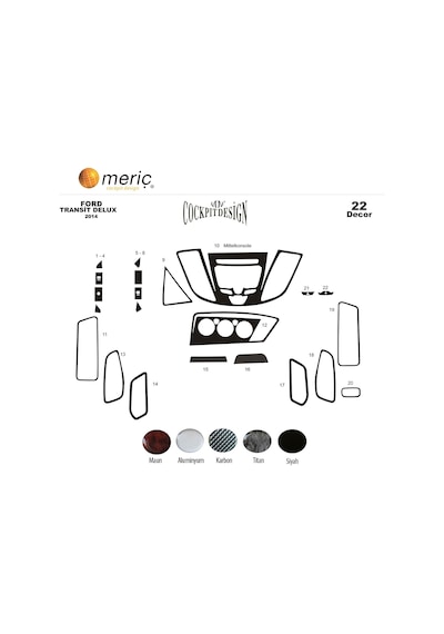 Meriç® Ford Transit Delux Ön Torpido Kaplama 20 Parça 2014-2019 (530158067)