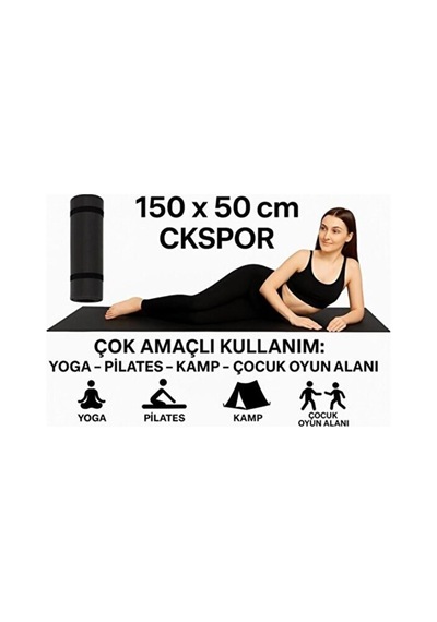 Tr Luxury 6 Mm Siyah Pilates & Yoga Matı, Kaymaz Egzersiz Minderi, 150x50 Cm Diğer
