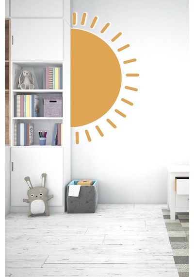 MSticker Küllü Sarı Güneş Çocuk Bebek Odası Duvar Sticker (58X100 Cm)