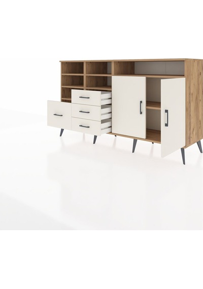 Kronos Konsol 7 Raflı 4 Çekmeceli 2 Kapaklı 176x59x99 Çam-aytaşı Çam-aytaşı