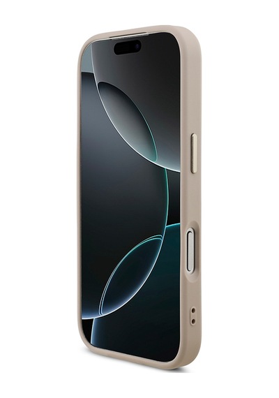 Apple Uyumlu iPhone 17 Pro Kılıf Guess Lisanslı M-safeli Gold Kamera Çerçeveli Taşlı Üçgen Logo 4g Desenli Pembe Pembe