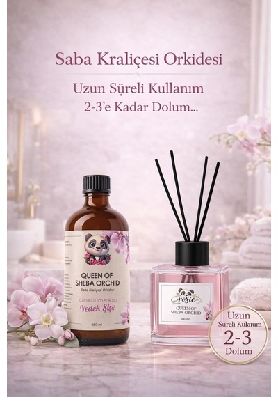 Saba Kraliçe Orkidesi Çubuklu Oda Kokusu 250 Ml Refil Ve 100 Ml Difüzör Şişe Fresh