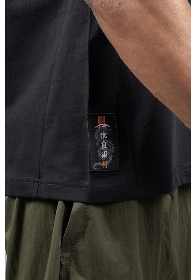 Maraton Sportswear Oversize Erkek Bisiklet Yaka Kısa Kol Basic Siyah T-shirt 23242-siyah