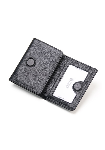 Ancora Leather Hakiki Deri Gizli Mıknatıslı Ünisex Cüzdan-46200 Siyah