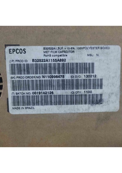 B32522a1155a892 1.5mf 100v 15mm Polyester Kondansatör 8 Adet