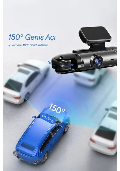 Premium Taşıt Ekipmanı Yol Aksesuarı Araç İçi Kamera 1080p Ta09 Siyah