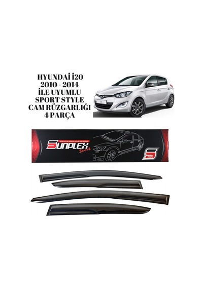 Hyundai İ20 2010 2011 2012 2013 2014 İle Uyumlu Sport Style Cam Rüzgarlığı 4 Parça Sunplex 1 Adet