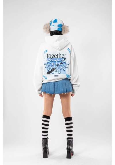 Tarzsokak Together Baskılı Oversize Unisex Beyaz