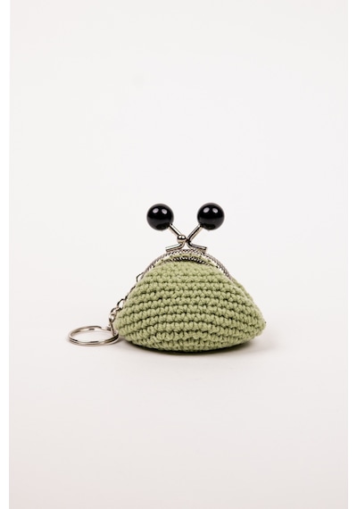 Fabric Craft Bag Mini Bozuk Para Cüzdanı Anahtarlık Klipsli Yeşil