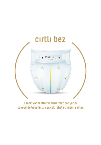 Pure Baby Organik Pamuklu Cırtlı Bez 4'lü Paket 4 Numara 208 Adet 4'lü