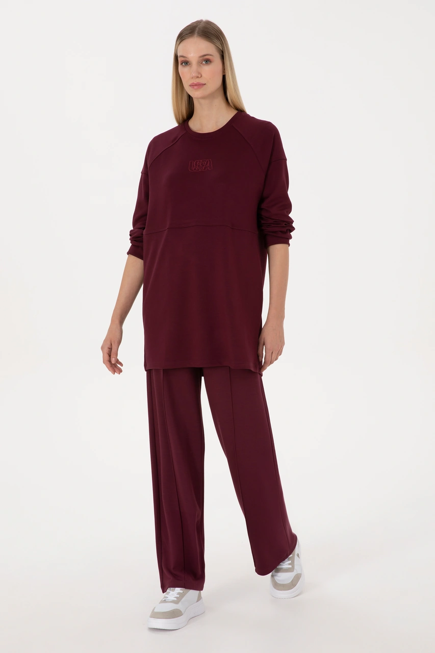 U.S. Polo Assn. Kadın Bordo Uzun Bisiklet Yaka Sweatshirt 50315623-VR177