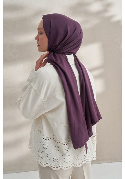 Armanda Krep Jakar Prizma Desen Şal - 70 X 190 Mürdüm
