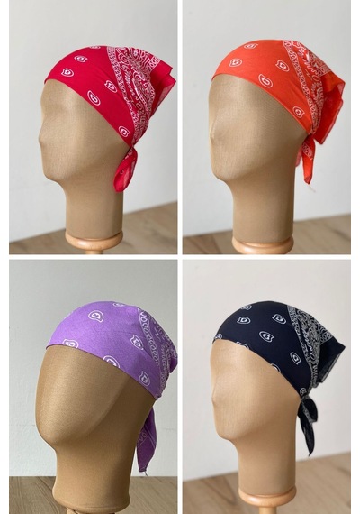 Pamuklu Klasik Desen Unisex 4lü Bandana Seti Renkli Bandana Etnik Desenli A Kalite Bandana Koyu Bej