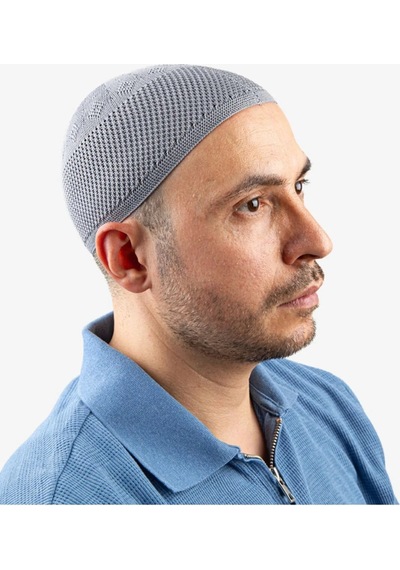 Soft Örgü Zirkon Namaz Takkesi Gri