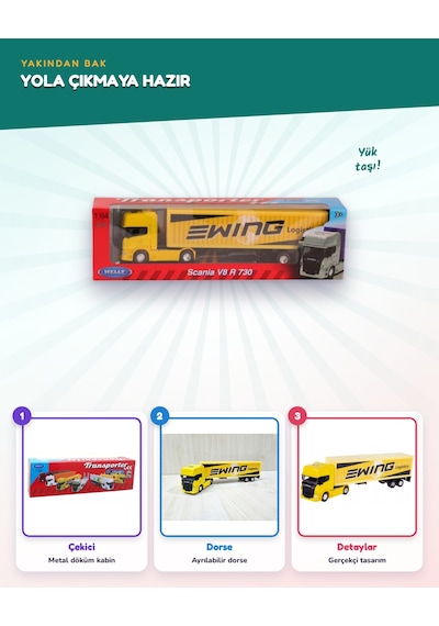 Welly 1:64 Scania R730 Trailer 68021ss-f-gw