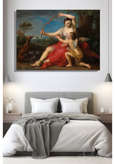 Pompeo Batoni'nin ''diana Ve Cupid'' İsimli Eseri Yatay Kanvas Tablo 4325 Çok Renkli