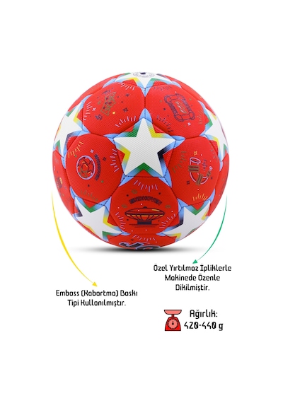 Telvesse Futbol Topu Stars Pompalı Set Dayanıklı Sert Zemin Halı Saha Futbol Topu No:5 046 Karışık Renkli