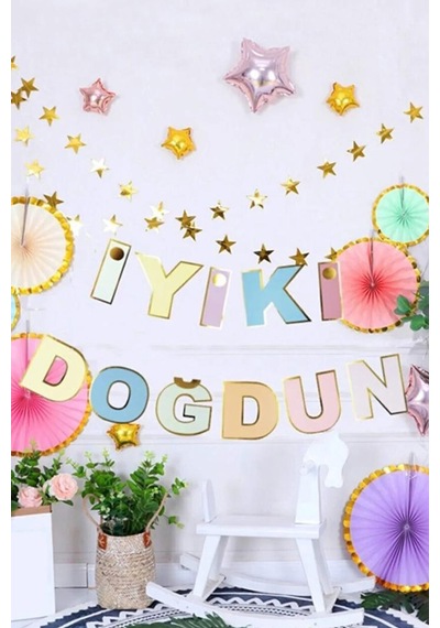 Çok Renkli Pastel İyi Ki Doğdun Banner Diğer