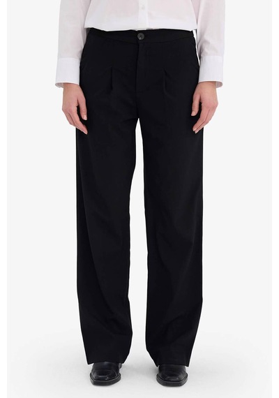 Defacto Wide Leg Çift Cepli Yüksek Bel Geniş Paça Pantolon G3822ax25aubk81 Siyah-bk81