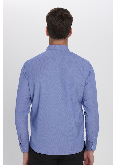Tudors Erkek Regular Fit Klasik Kesim Armürlü Mavi Gömlek-32496 Mavi