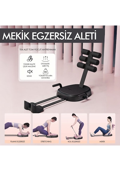 Çok Fonksiyonlu Pilates Mekik Aleti Ev Kol Üst Vücut Karın Ve Core Egzersiz Cihazı Siyah Pilates Çorabı Hediye