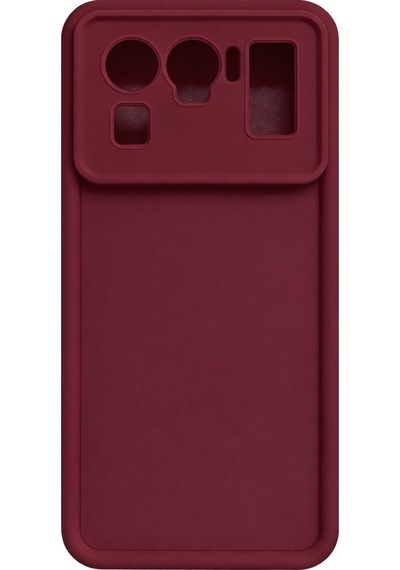 Mi 11 Ultra Ve Mi 11 Uyumlu Kamera Çıkıntılı Mat Silikon Telefon Kılıfı Bordo