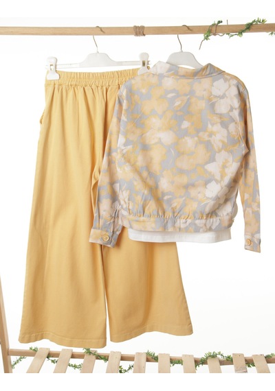 Xo Kids Kız Çocuk 3lü Alt Üst Kombin Takmı 8-14 Yaş Set0502 Sarı