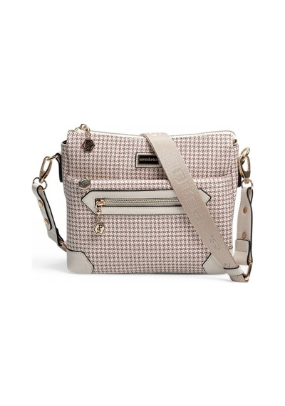 Silver & Polo Silver Polo Bordo - Kemik Kaz Ayağı Ekose Kadın Çapraz Çanta Sp1110