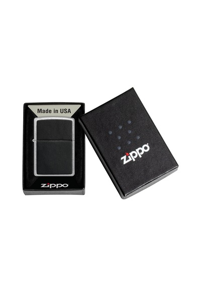 Zippo Black Leather Emblem Dizayn Çakmak Gri