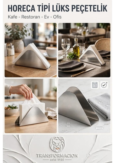 2 Li 18/10 Çelik Peçetelik Horeca Endüstriyel Metal Peçetelik Masaüstü Kafe Restoran Ev Tipi Peçete Tutucu 723505 Çok Renkli