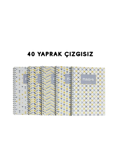 A5 Spiralli Pattern Defter 40 Yaprak 5'li Tamamı Çizgisiz