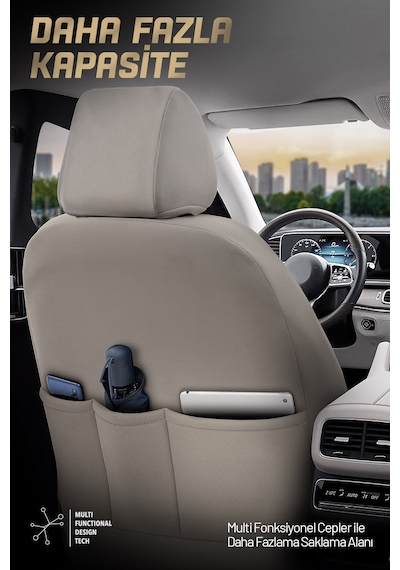 Otom Limited Design Ekstra Destekli Oto Koltuk Kılıfı Bej-bej Bej - Bej