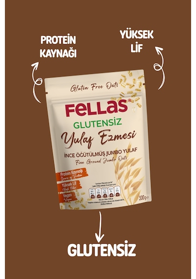 Fellas Glutensiz Yulaf Ezmesi 3 x 300 G
