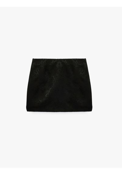 Koton A Kesim Normal Bel Regular Fit Pamuklu Jakarlı Mini Etek Siyah 7wak70110uw