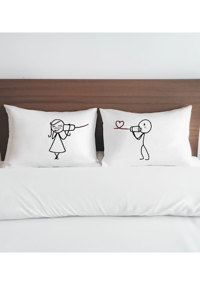 Bk Gift Sevgili Tasarımlı Pamuklu 2 Li Yastık Kılıfı Seti-7 50x70cm , Sevgiliye , Ev si, Tasarım Ev Tekstili
