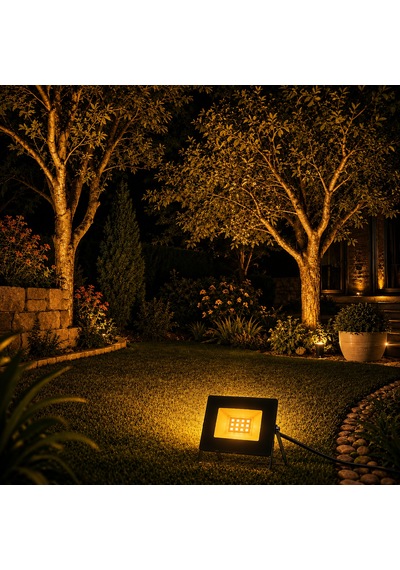 Abber Renk Mini Led Projektör 10 Watt Ip20 11x9 Cm Amber Led Işık 220 Volt Giriş 12 Volt Çıkışlı