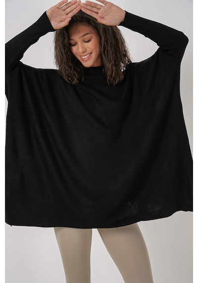 Hiccup Bdart Oversize Akrilik Bisiklet Yaka Kazak Siyah 01