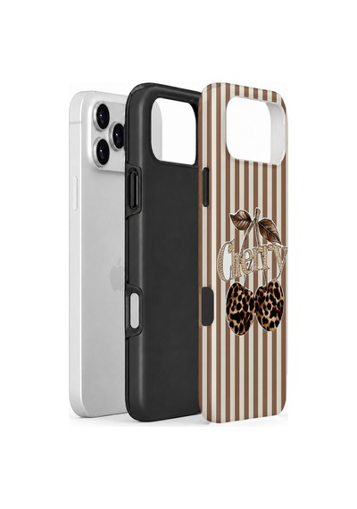 Velvoria Valestra Cherry Leopar Apple iPhone Uyumlu 17 Pro Darbe Korumalı Kılıf Valestra Select - Cherry Leopar