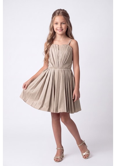 Mnk Baby & Kids Kız Çocuk Meis Kristal Abiye Elbise M00860 Bej