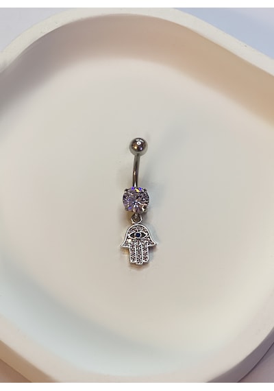 Kadın Tektaş Ve Göz Detay Fatma Eli Model Çelik Piercing