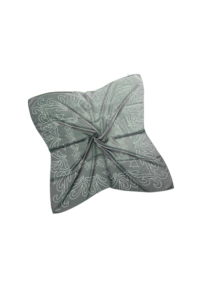 Mim Eşarp Valino Degrade Desenli Şifon Eşarp 90x90 Cm Koyu Gri