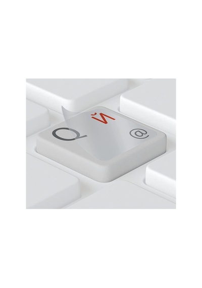 Rusça Klavye Etiketi Şeffaf Arka Kırmızı Keyboard Sticker Russian Transparent Red