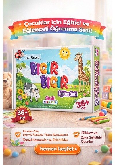 Minik İzler Bıcır Bıcır Okul Öncesi Eğitim Seti 6 Kitap Etkinlikli